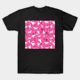 Pink Equestrian Horse Pattern Western Stars Cowgirl Equine Patterns T-Shirt